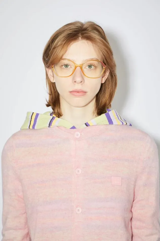 Acne Studios Knitwear Woman Crew Neck Cardigan Faded Pink Melange