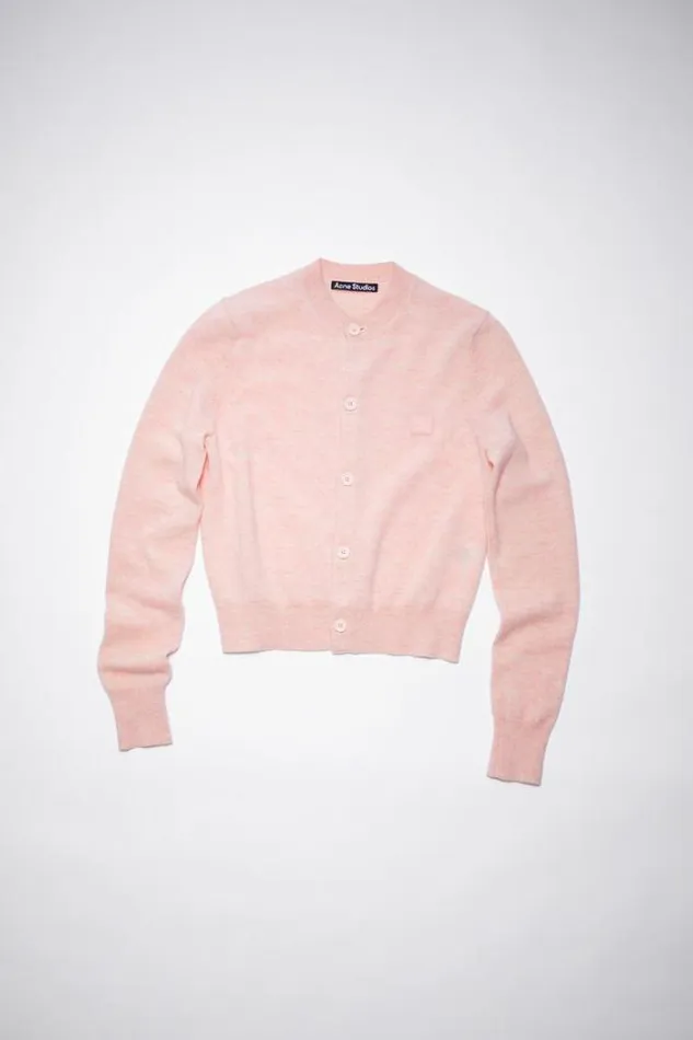 Acne Studios Knitwear Woman Crew Neck Cardigan Faded Pink Melange