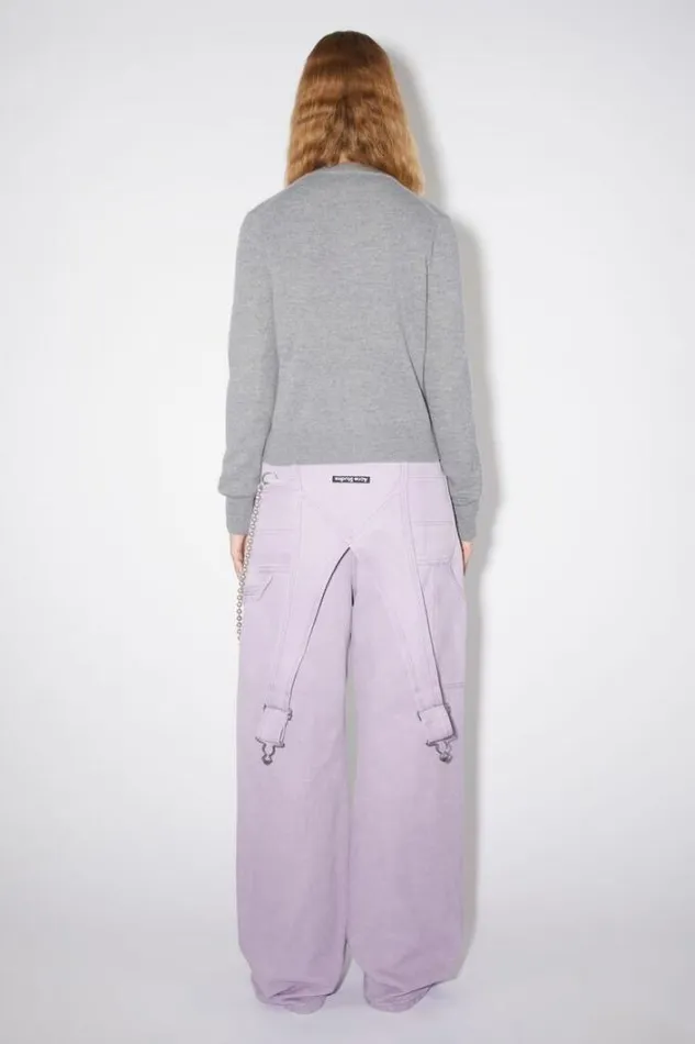 Acne Studios Knitwear Woman Crew Neck Cardigan Grey Melange