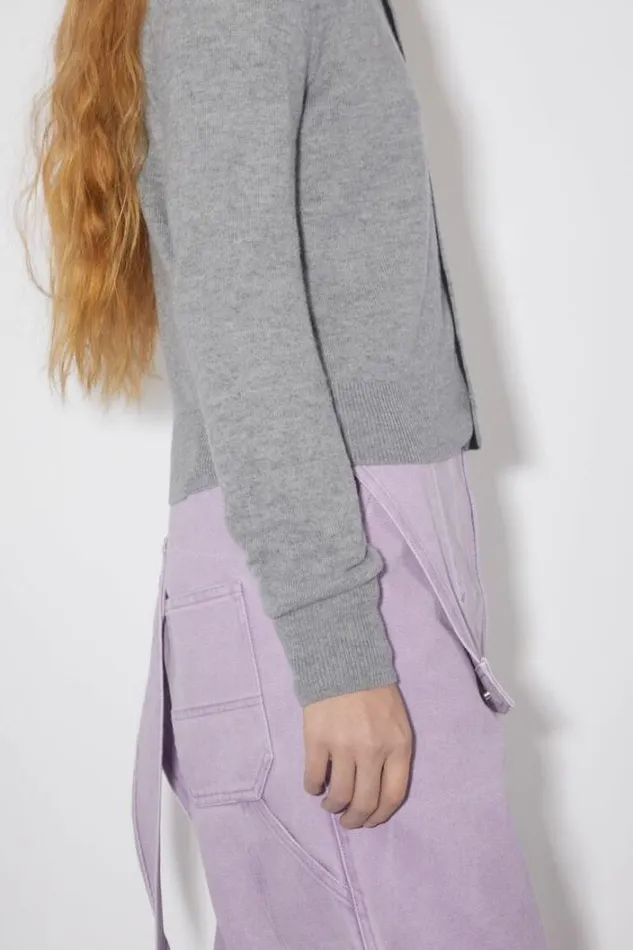 Acne Studios Knitwear Woman Crew Neck Cardigan Grey Melange