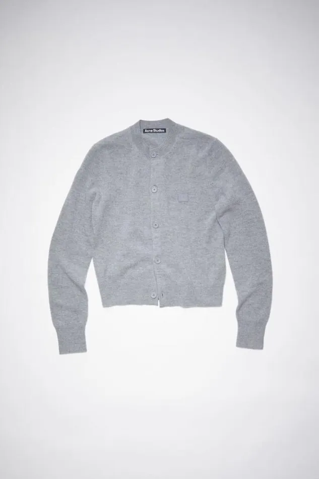 Acne Studios Knitwear Woman Crew Neck Cardigan Grey Melange