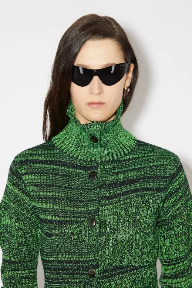 Acne Studios Knitwear Woman Distorted Cardigan NavyFlou Green
