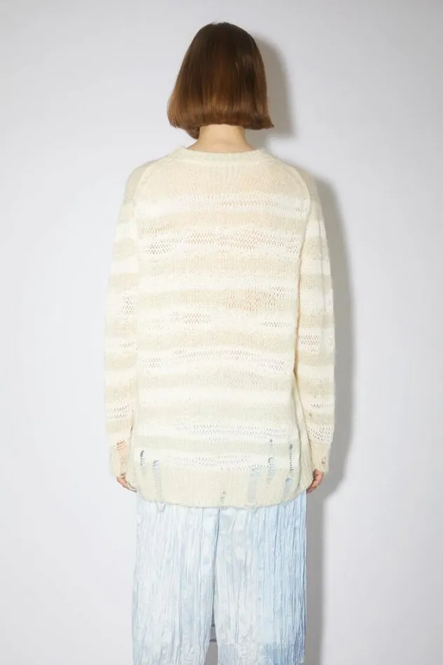 Acne Studios Knitwear Woman Distressed Stripe Jumper Off WhiteWhite