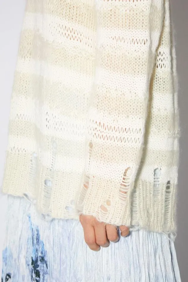 Acne Studios Knitwear Woman Distressed Stripe Jumper Off WhiteWhite
