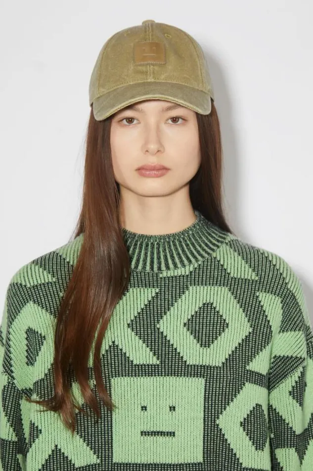 Acne Studios Knitwear Woman Face Logo JumperUnisex BlackSpring Green
