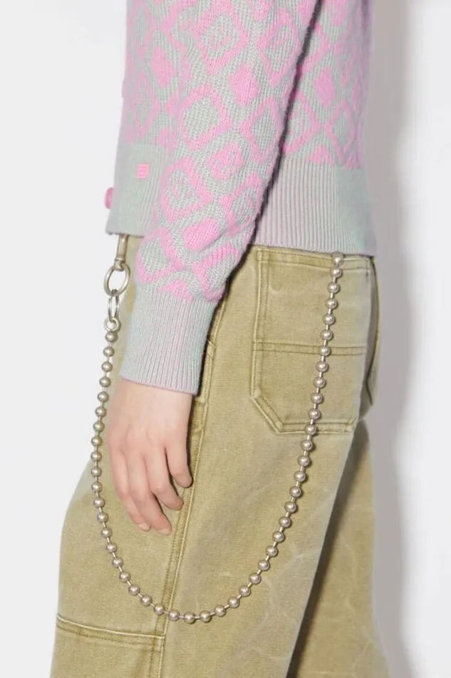 Acne Studios Knitwear Woman Face Tiles CardiganUnisex Bubble PinkSpring Green