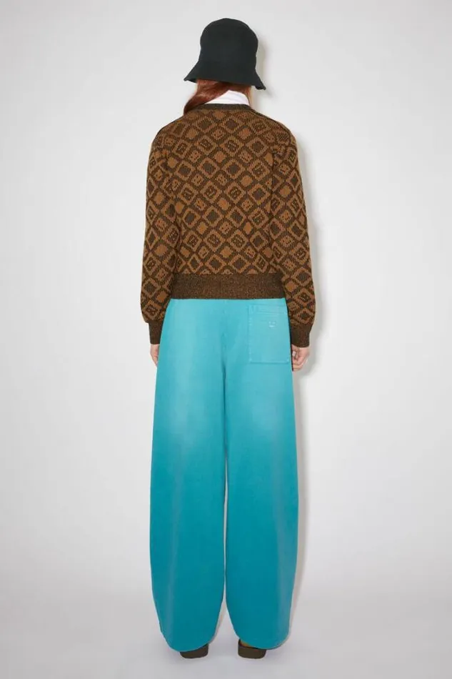 Acne Studios Knitwear Woman Face Tiles CardiganUnisex Toffee BrownBlack