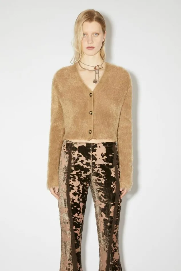 Acne Studios Knitwear Woman Fluffy Knit Cardigan Camel Brown