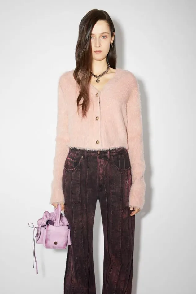 Acne Studios Knitwear Woman Fluffy Knit Cardigan Dusty Pink