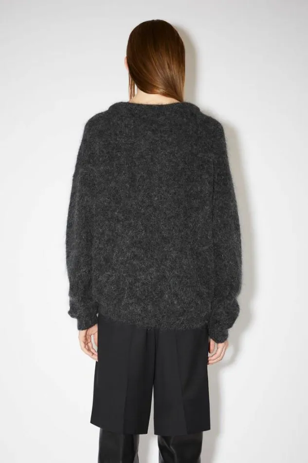 Acne Studios Knitwear Woman Mohair Wool Crew Neck Jumper Anthracite Grey