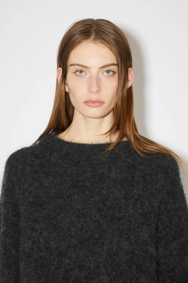Acne Studios Knitwear Woman Mohair Wool Crew Neck Jumper Anthracite Grey