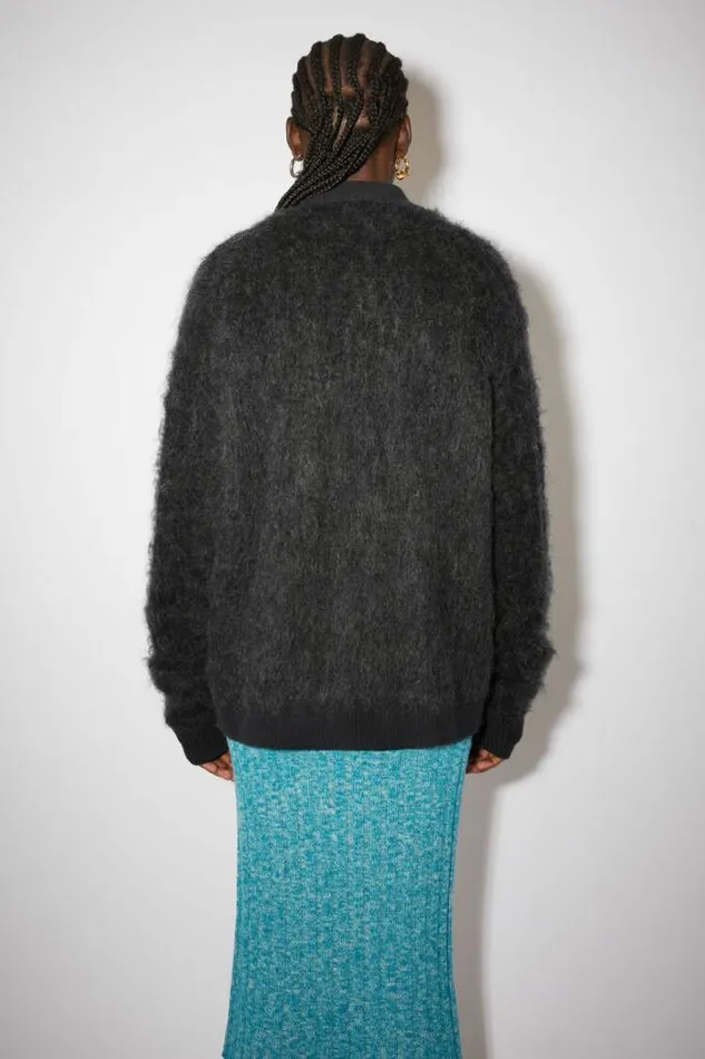 Acne Studios Knitwear Woman Mohair Wool Fluffy Cardigan Anthracite Grey