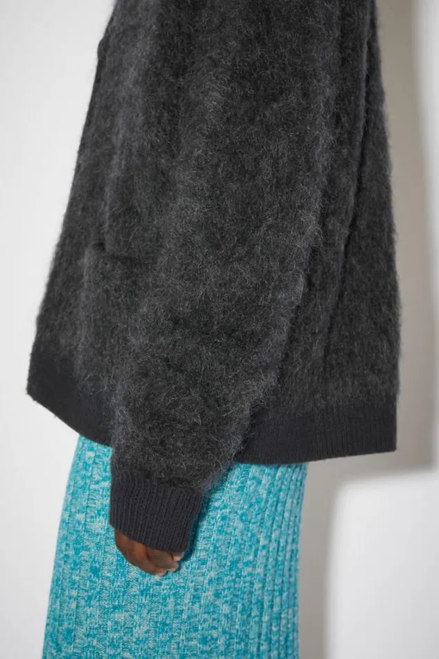 Acne Studios Knitwear Woman Mohair Wool Fluffy Cardigan Anthracite Grey