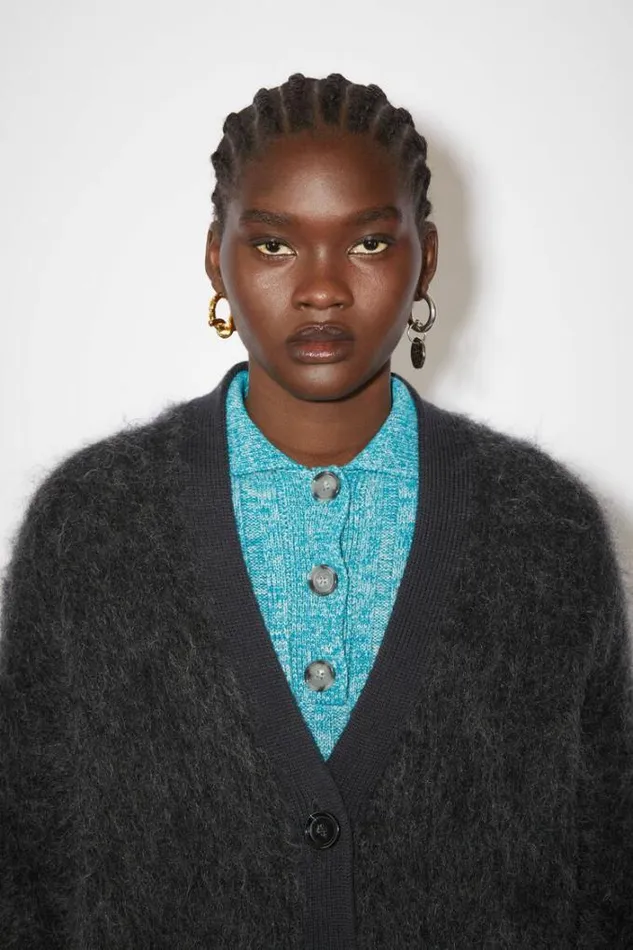 Acne Studios Knitwear Woman Mohair Wool Fluffy Cardigan Anthracite Grey