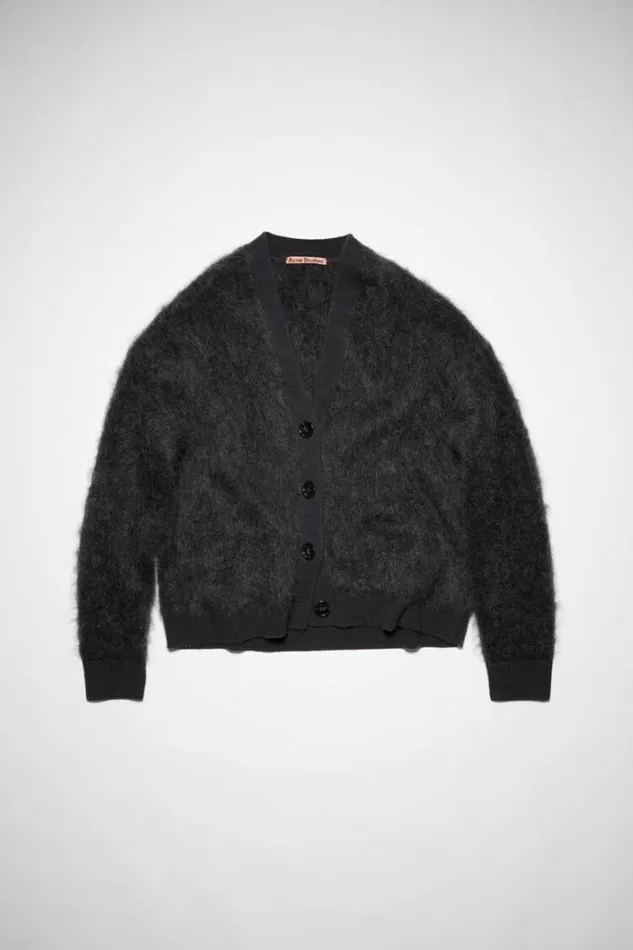 Acne Studios Knitwear Woman Mohair Wool Fluffy Cardigan Anthracite Grey