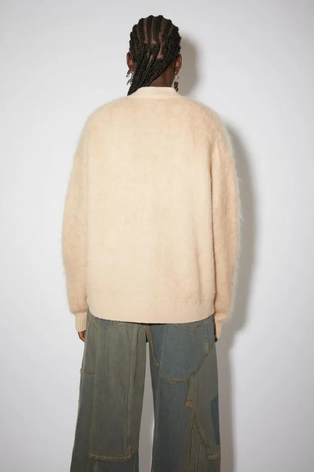 Acne Studios Knitwear Woman Mohair Wool Fluffy Cardigan Warm Beige