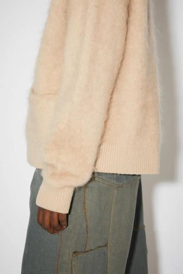 Acne Studios Knitwear Woman Mohair Wool Fluffy Cardigan Warm Beige