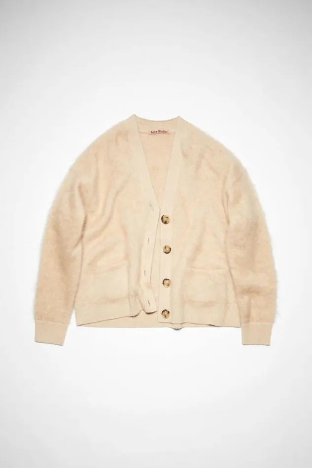 Acne Studios Knitwear Woman Mohair Wool Fluffy Cardigan Warm Beige