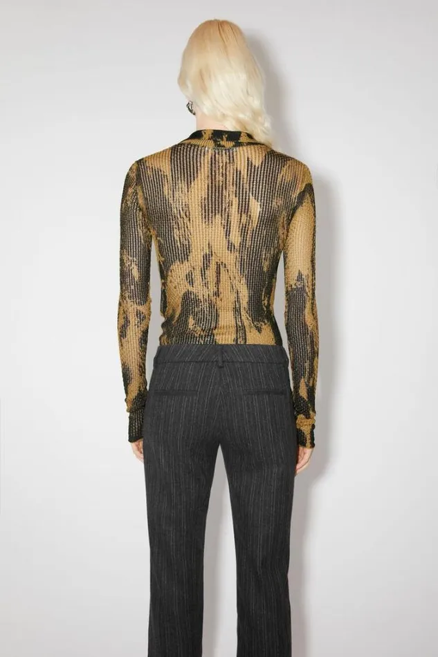 Acne Studios Knitwear Woman Print Knit Cardigan CamelBlack