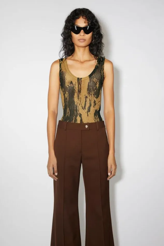 Acne Studios Knitwear Woman Printed Tank Top CamelBlack