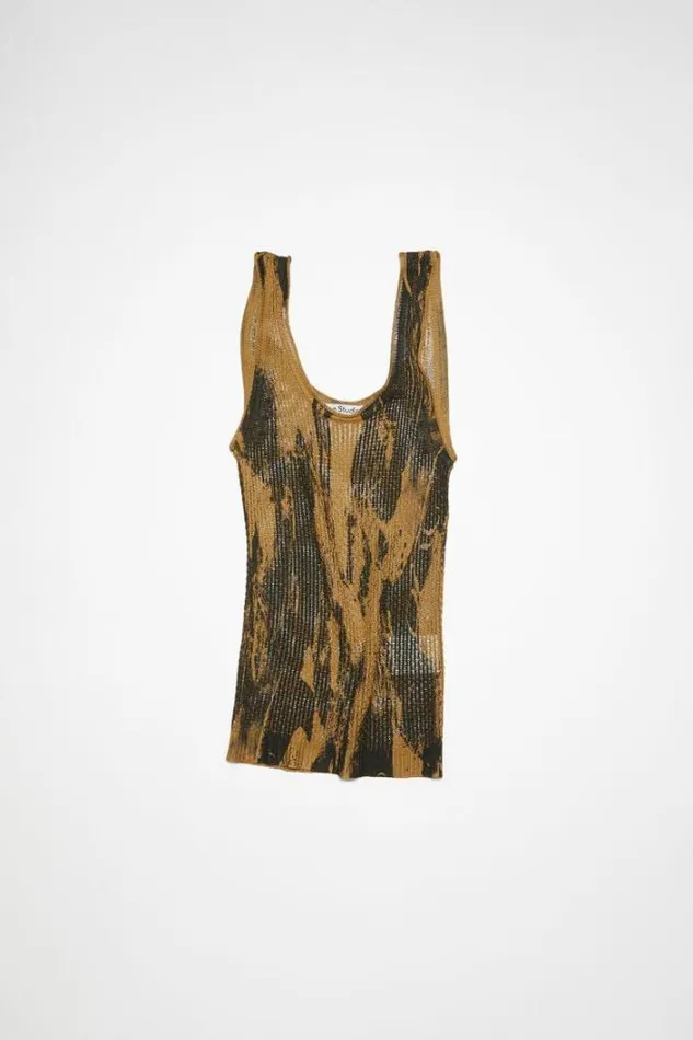 Acne Studios Knitwear Woman Printed Tank Top CamelBlack