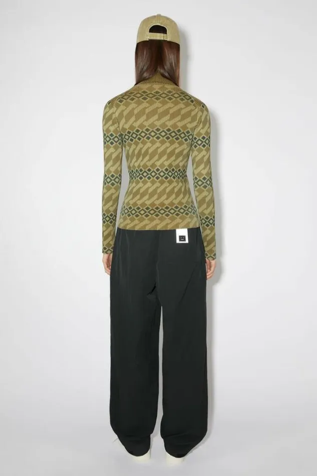 Acne Studios Knitwear Woman Printed Turtle Neck JumperUnisex Khaki BeigeWheat Beige