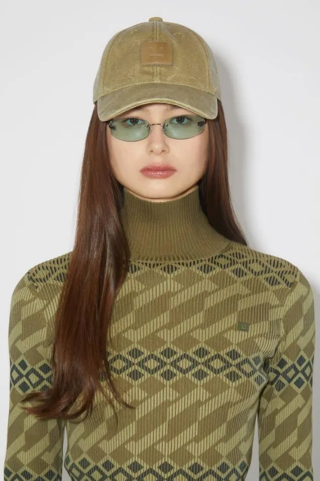 Acne Studios Knitwear Woman Printed Turtle Neck JumperUnisex Khaki BeigeWheat Beige