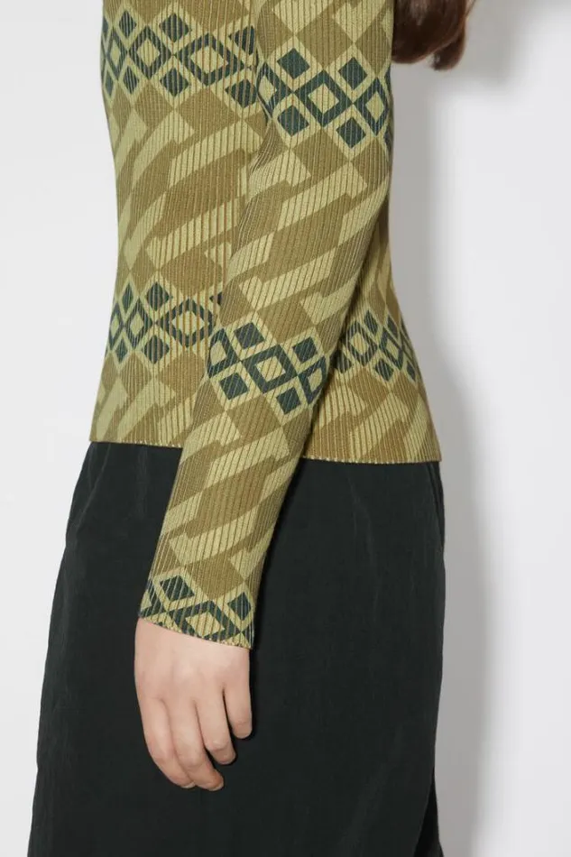 Acne Studios Knitwear Woman Printed Turtle Neck JumperUnisex Khaki BeigeWheat Beige