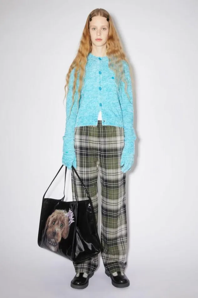 Acne Studios Knitwear Woman Textured CardiganUnisex Teal Blue