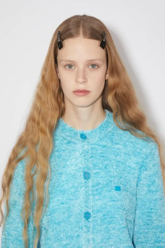 Acne Studios Knitwear Woman Textured CardiganUnisex Teal Blue