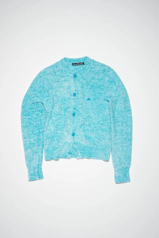Acne Studios Knitwear Woman Textured CardiganUnisex Teal Blue