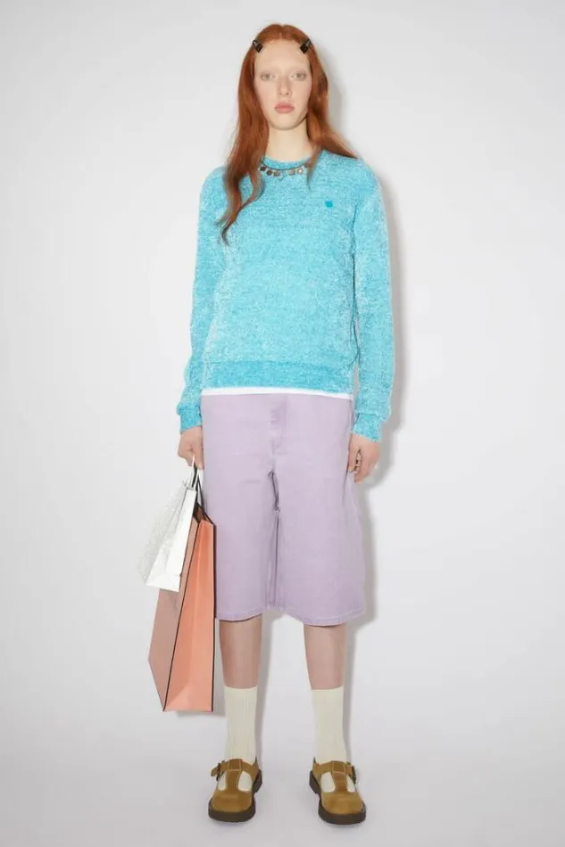 Acne Studios Knitwear Woman Textured SweaterUnisex Teal Blue