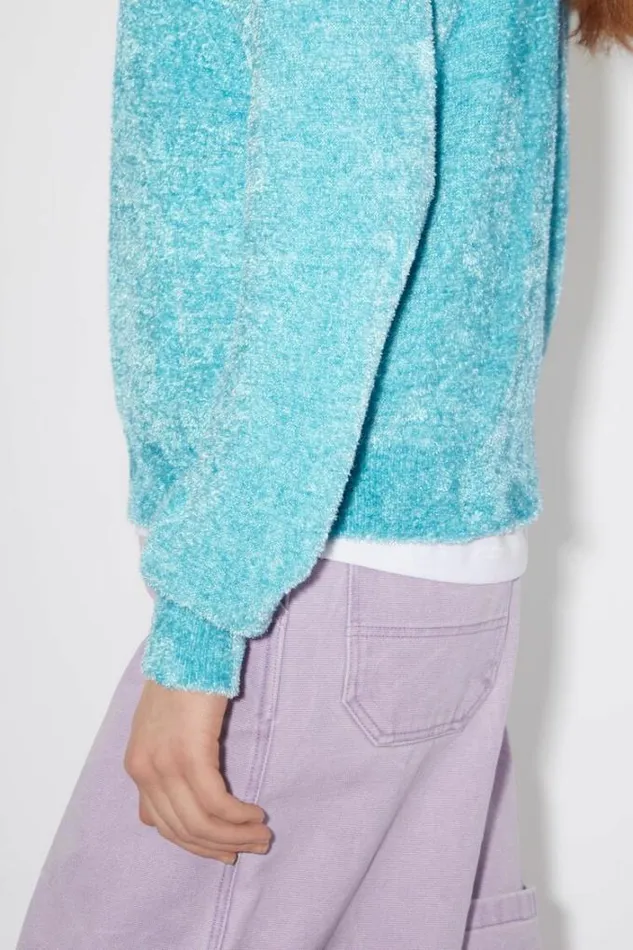 Acne Studios Knitwear Woman Textured SweaterUnisex Teal Blue