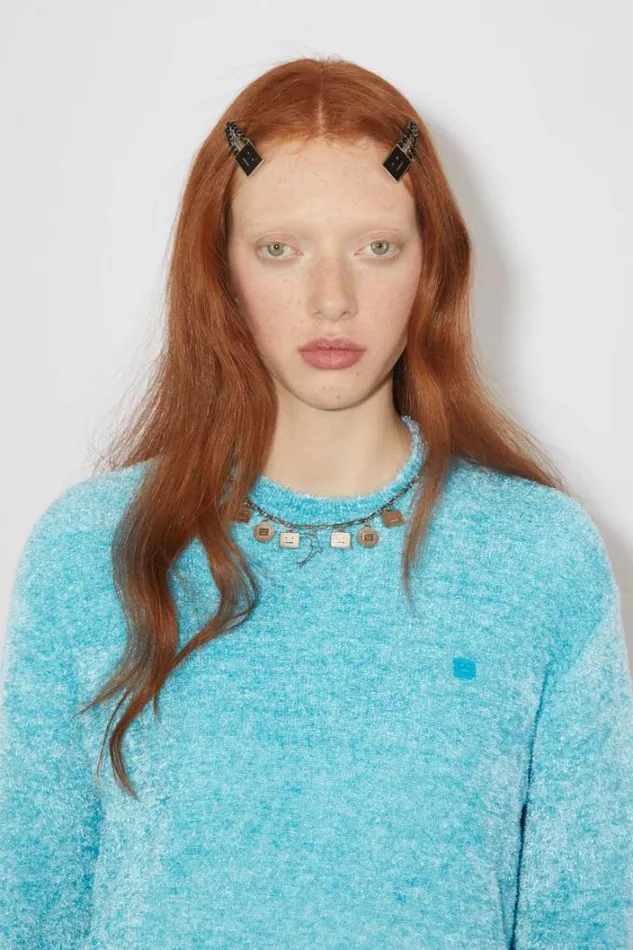 Acne Studios Knitwear Woman Textured SweaterUnisex Teal Blue