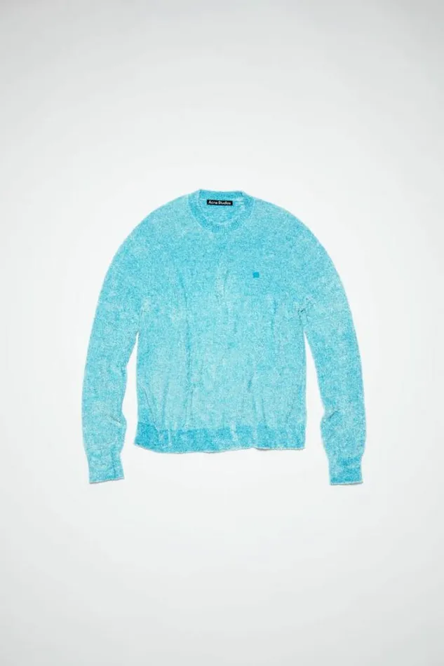 Acne Studios Knitwear Woman Textured SweaterUnisex Teal Blue