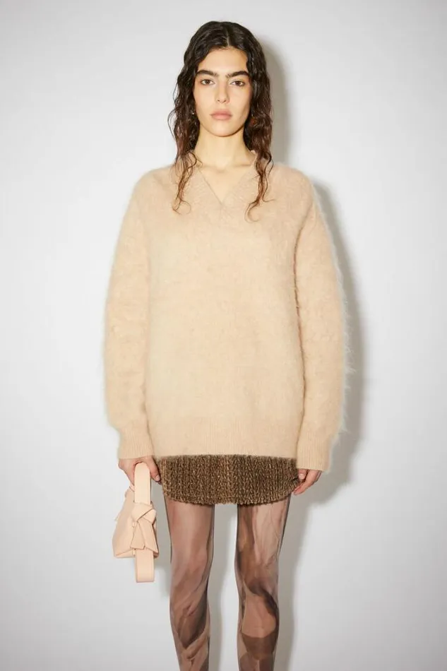 Acne Studios Knitwear Woman Vneck Jumper Warm Beige