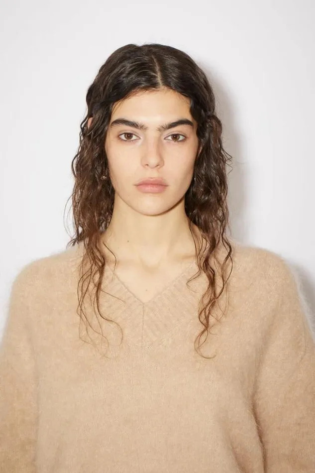Acne Studios Knitwear Woman Vneck Jumper Warm Beige