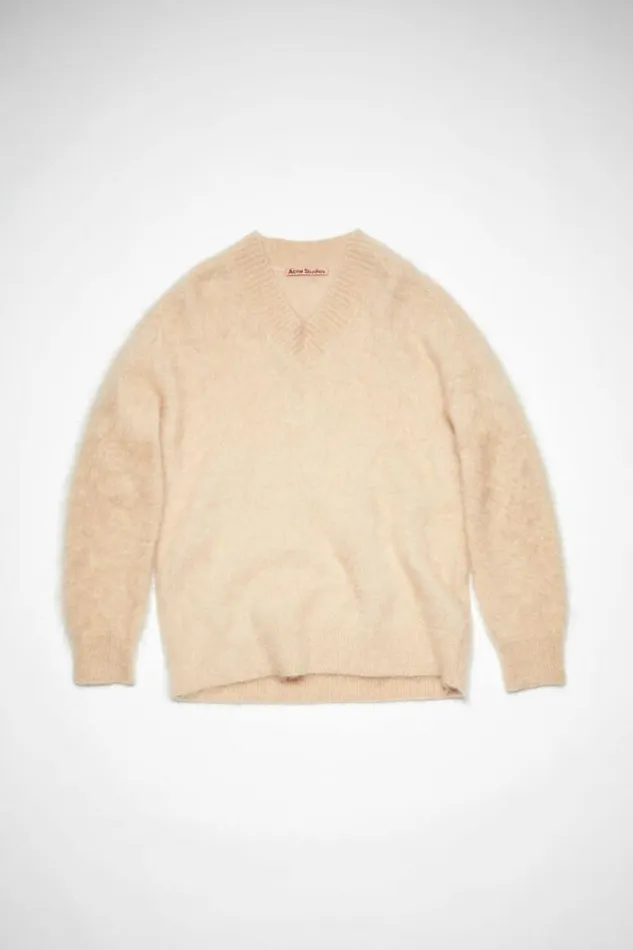 Acne Studios Knitwear Woman Vneck Jumper Warm Beige