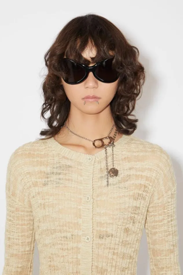 Acne Studios Knitwear Woman Wide Rib Cardigan Cold Beige