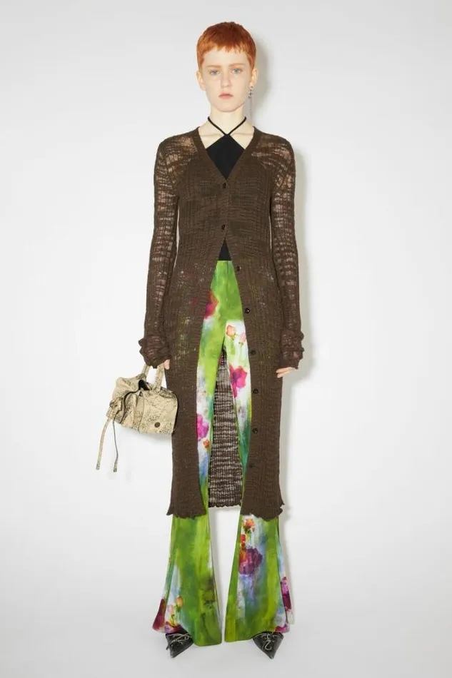 Acne Studios Knitwear Woman Wide Rib Long Cardigan Dark Brown