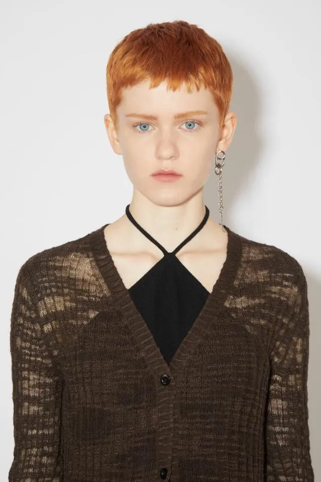 Acne Studios Knitwear Woman Wide Rib Long Cardigan Dark Brown