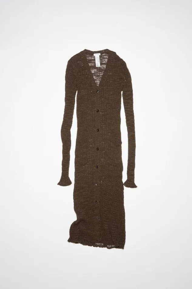 Acne Studios Knitwear Woman Wide Rib Long Cardigan Dark Brown