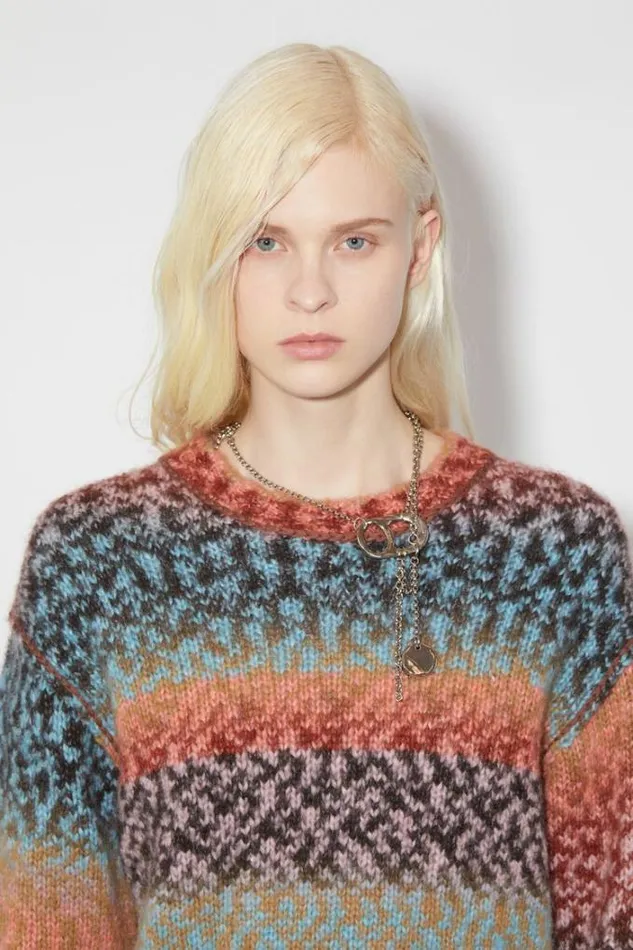 Acne Studios Knitwear Woman Wool Blend Jumper BrownBlue Multi