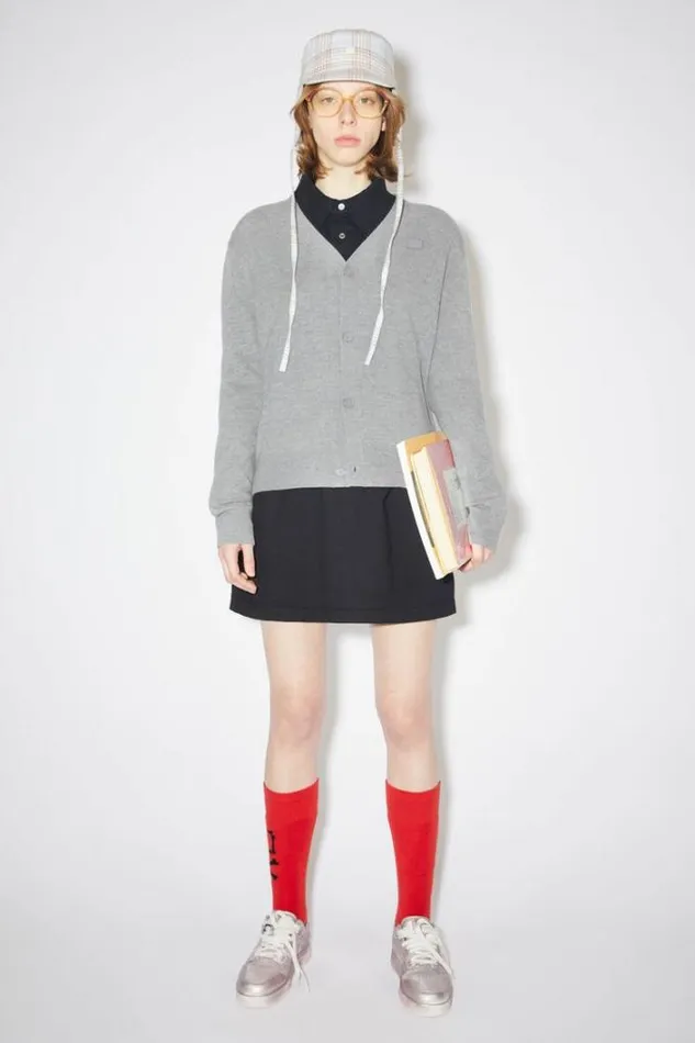 Acne Studios Knitwear Woman Wool CardiganUnisex Grey Melange