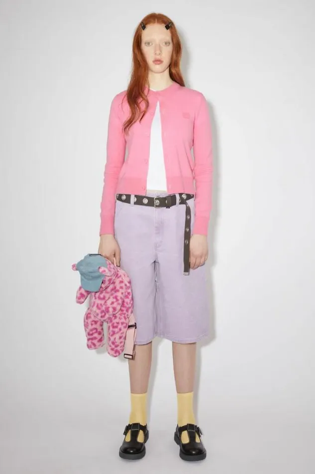 Acne Studios Knitwear Woman Wool Crew Neck Cardigan Bubble Pink