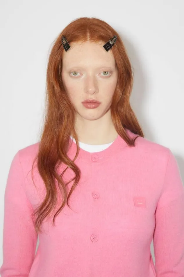 Acne Studios Knitwear Woman Wool Crew Neck Cardigan Bubble Pink