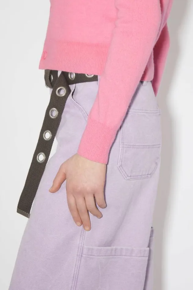 Acne Studios Knitwear Woman Wool Crew Neck Cardigan Bubble Pink