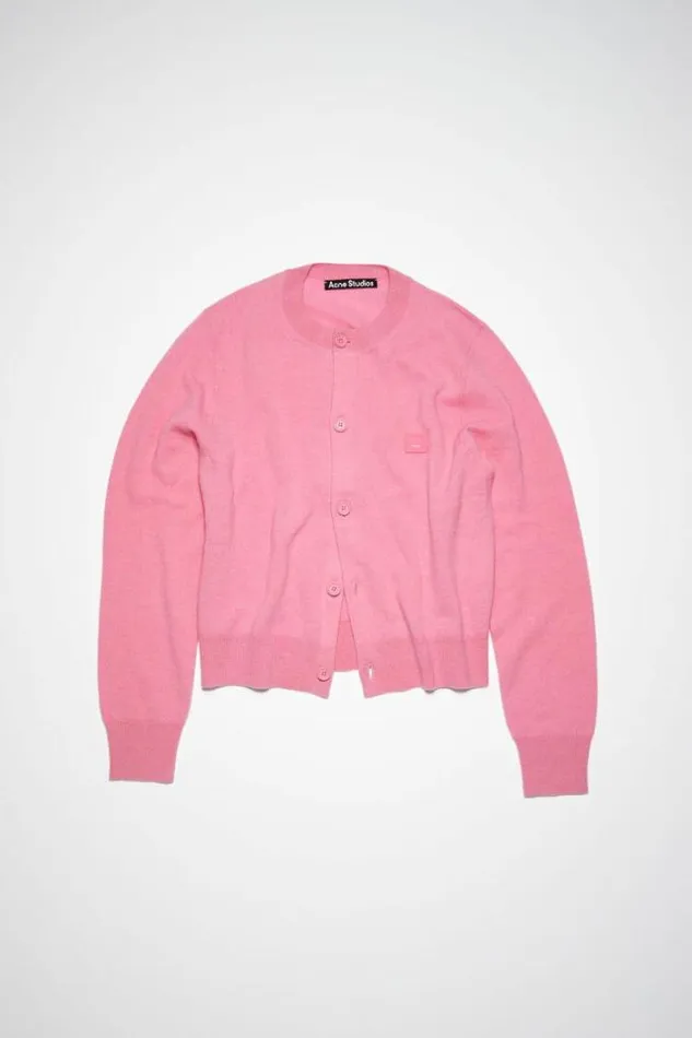 Acne Studios Knitwear Woman Wool Crew Neck Cardigan Bubble Pink