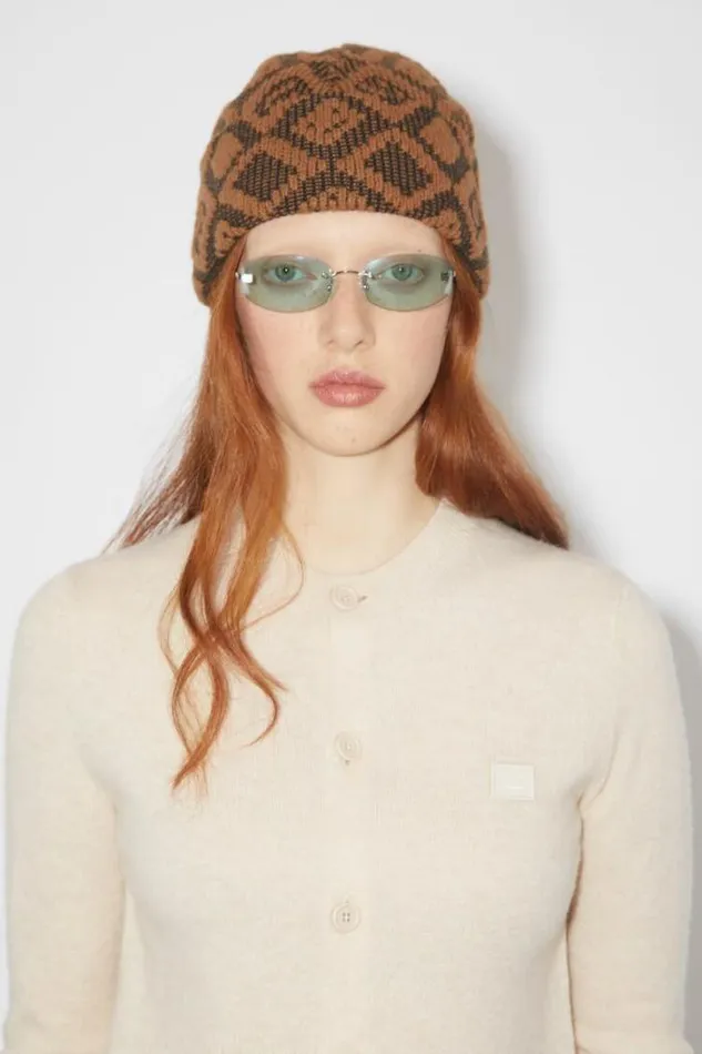 Acne Studios Knitwear Woman Wool Crew Neck Cardigan Oatmeal Melange