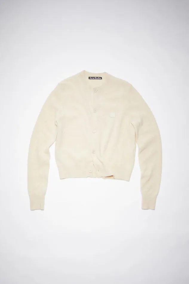 Acne Studios Knitwear Woman Wool Crew Neck Cardigan Oatmeal Melange